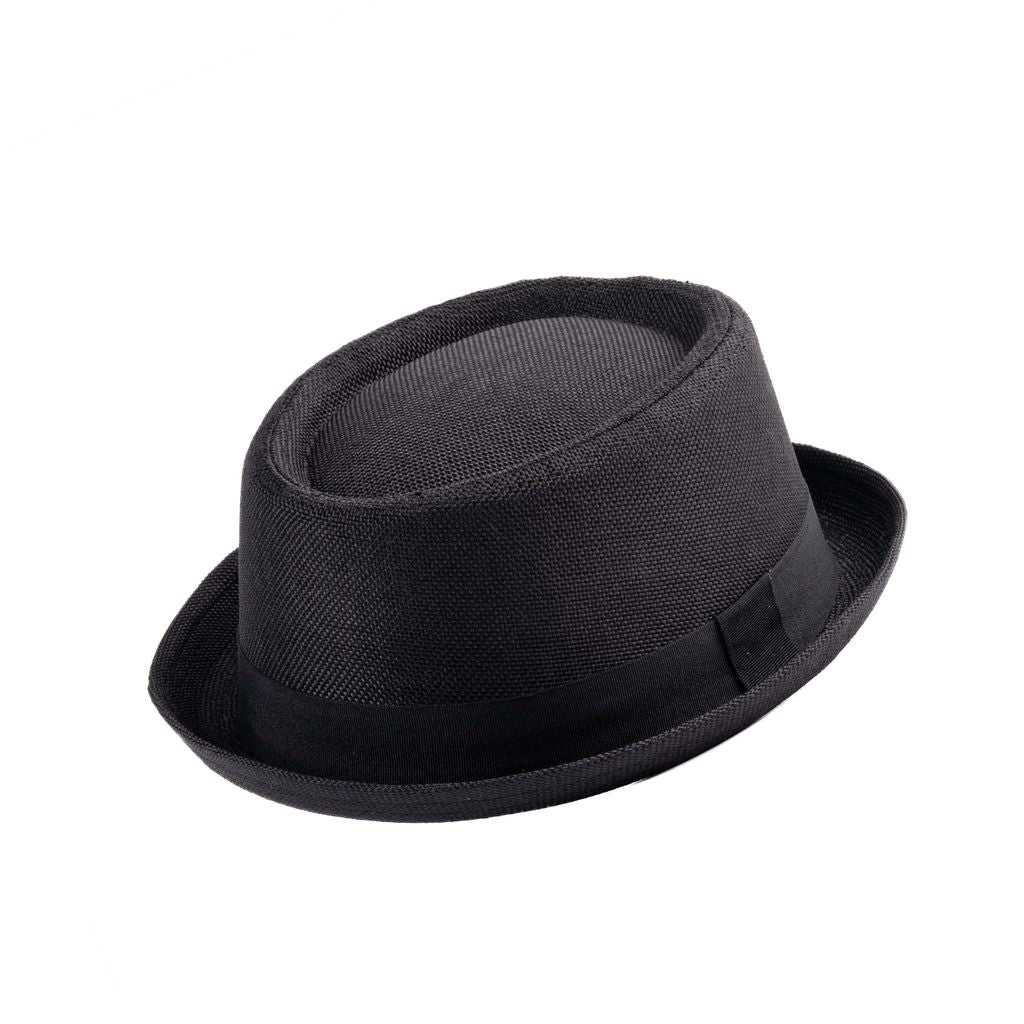 Straw Pork Pie Hat - Black - M