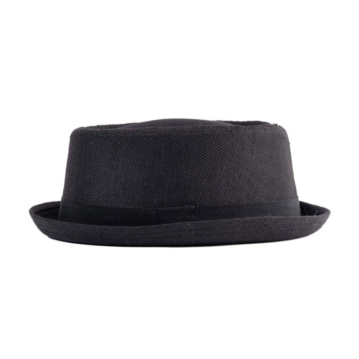 Straw Pork Pie Hat - Black - L