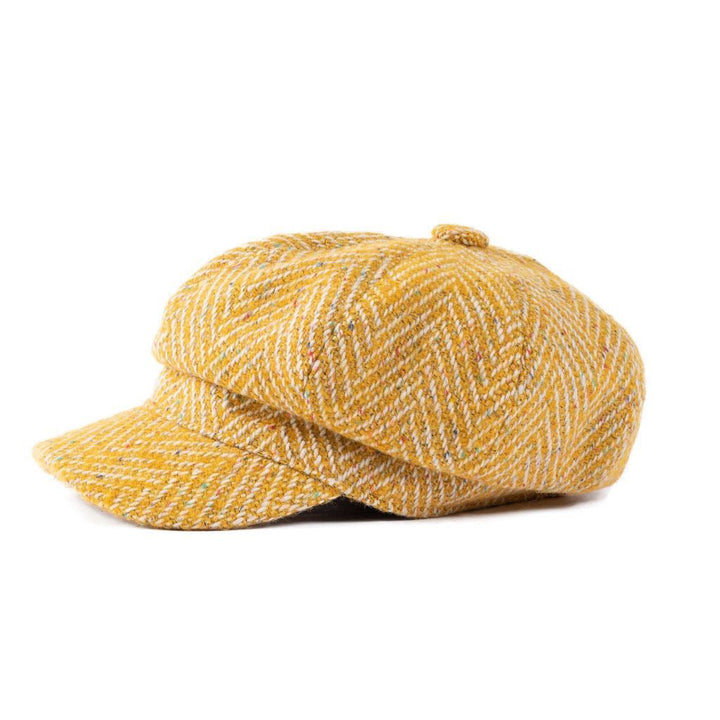 Donegal Herringbone Baker Boy Cap - Yellow