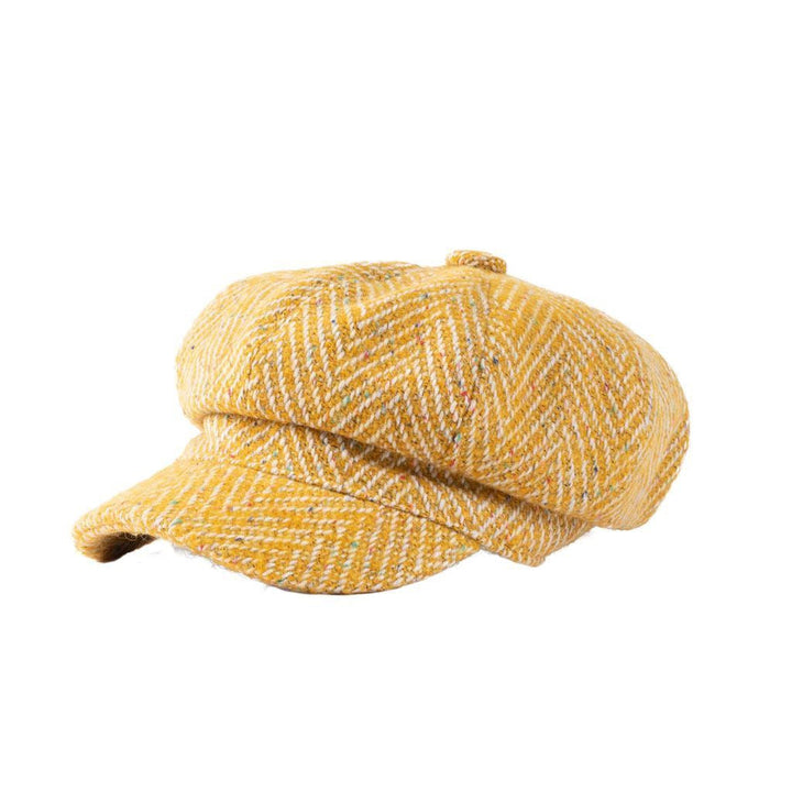 Donegal Herringbone Baker Boy Cap - Yellow