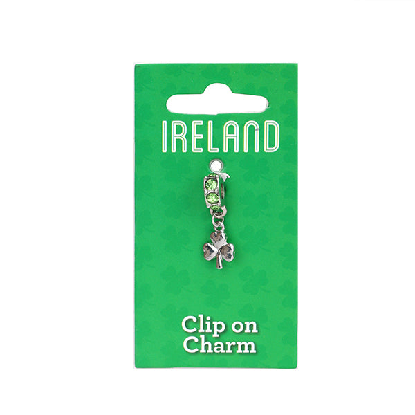 Green Jewelled Bead with Dangling Plain Shamrock