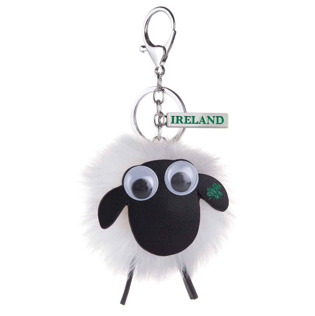 Irish Sheep Pom Pom Keyring