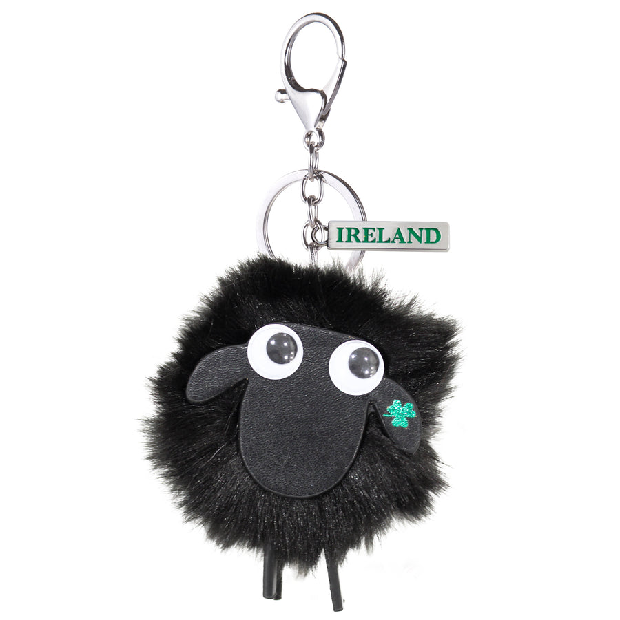 Irish Sheep Pom Pom Keyring