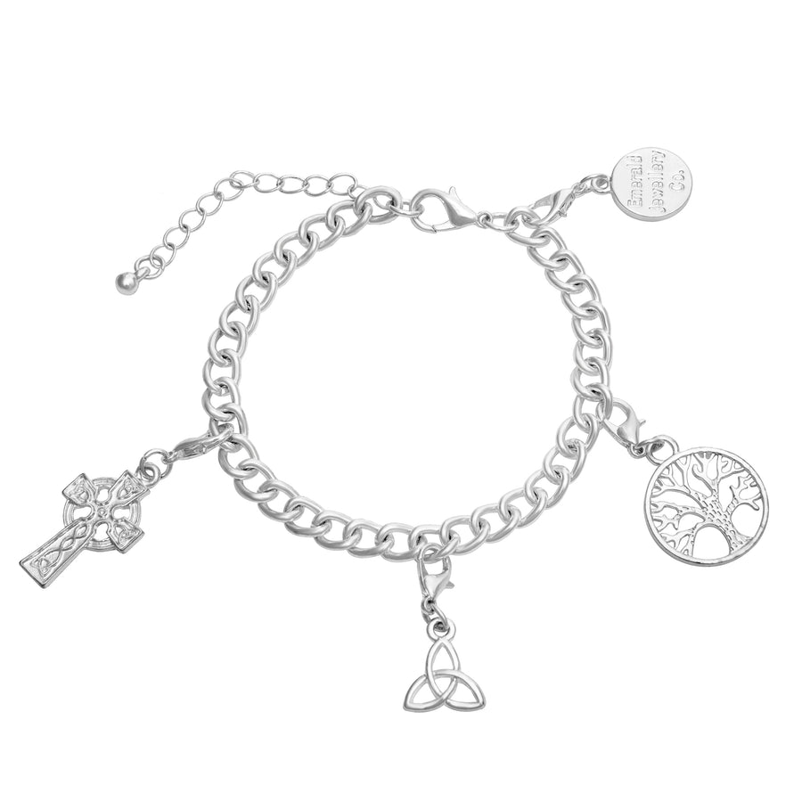 Irish Charm Bracelet - Tree of Life, Cross, Triquetra (Trinity Knot)