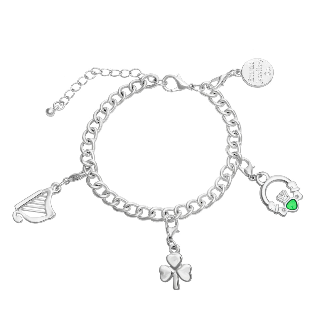 Irish Charm Bracelet - Claddagh, Harp, Shamrock