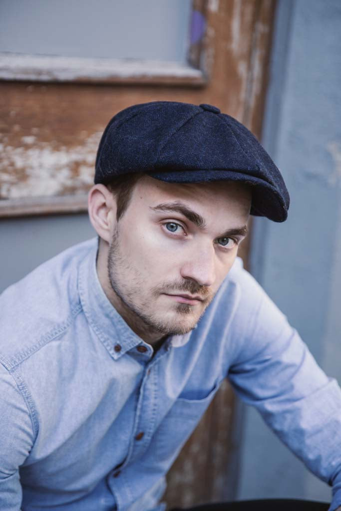 Herringbone Tweed Newsboy Cap