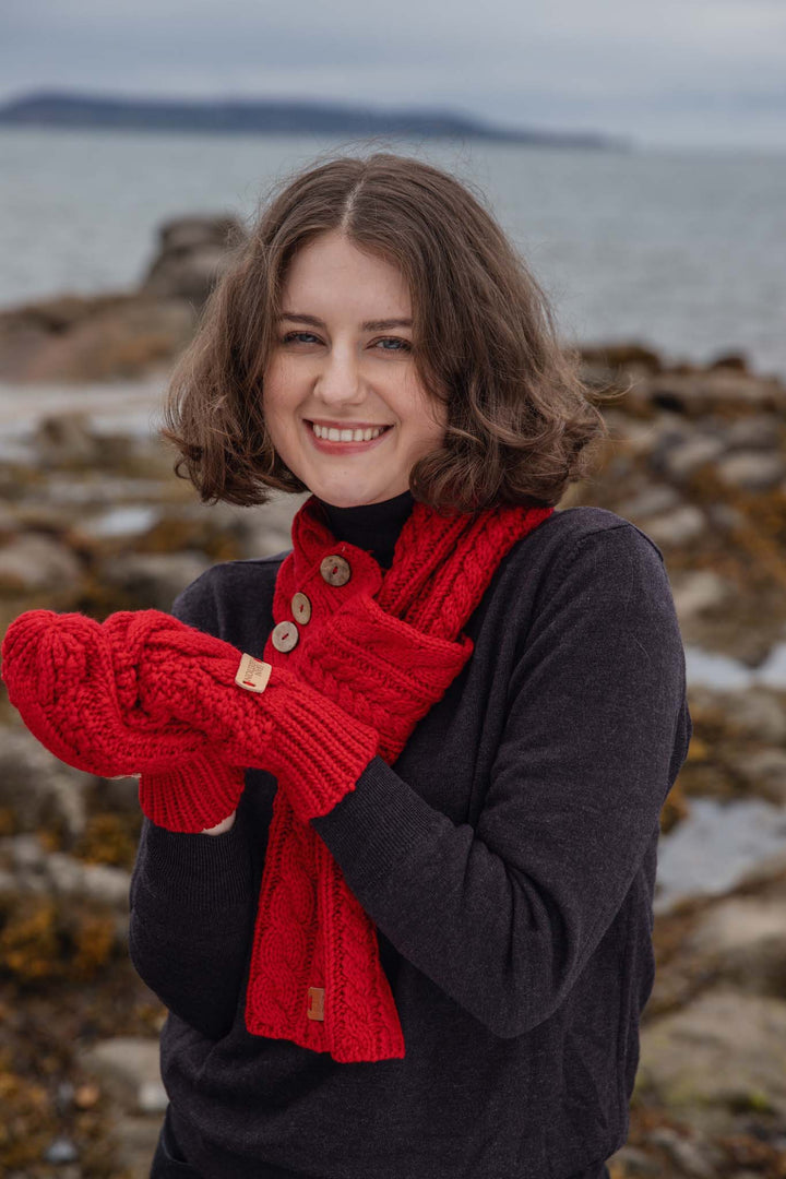 Aran Cable Button Wrap Scarf