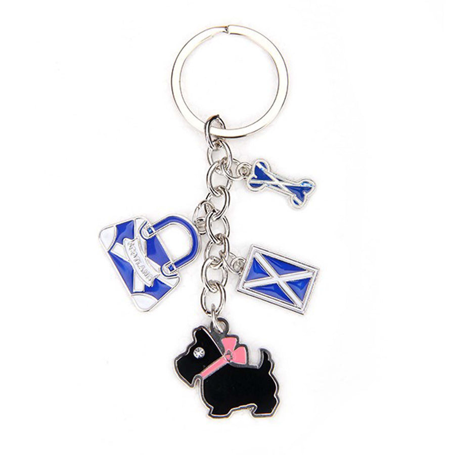 Multi Scottish Bag, Dog, Bone Flag Keyring