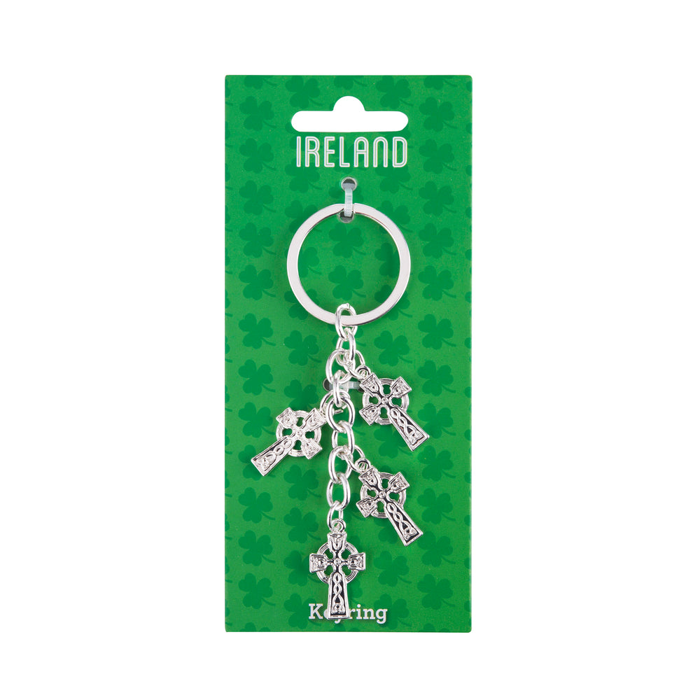 Multi Irish Celtic Cross Keyring on backing card