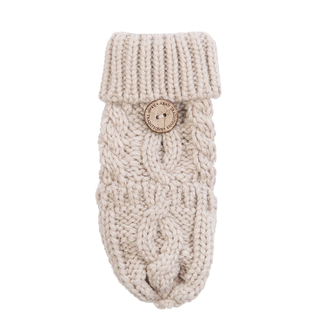 Aran Junior Cable Fold-over Mittens | Chunky Knit Mittens for Kids