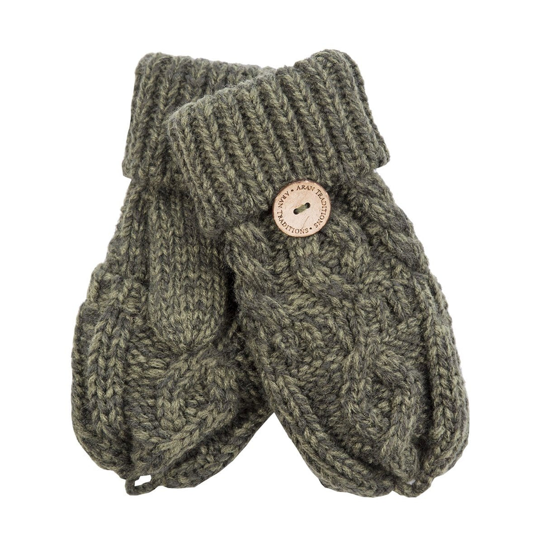 Aran Junior Cable Fold-over Mittens | Chunky Knit Mittens for Kids