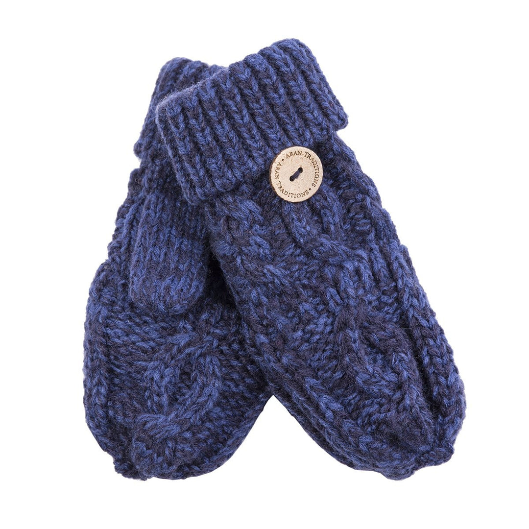 Aran Junior Cable Fold-over Mittens | Chunky Knit Mittens for Kids