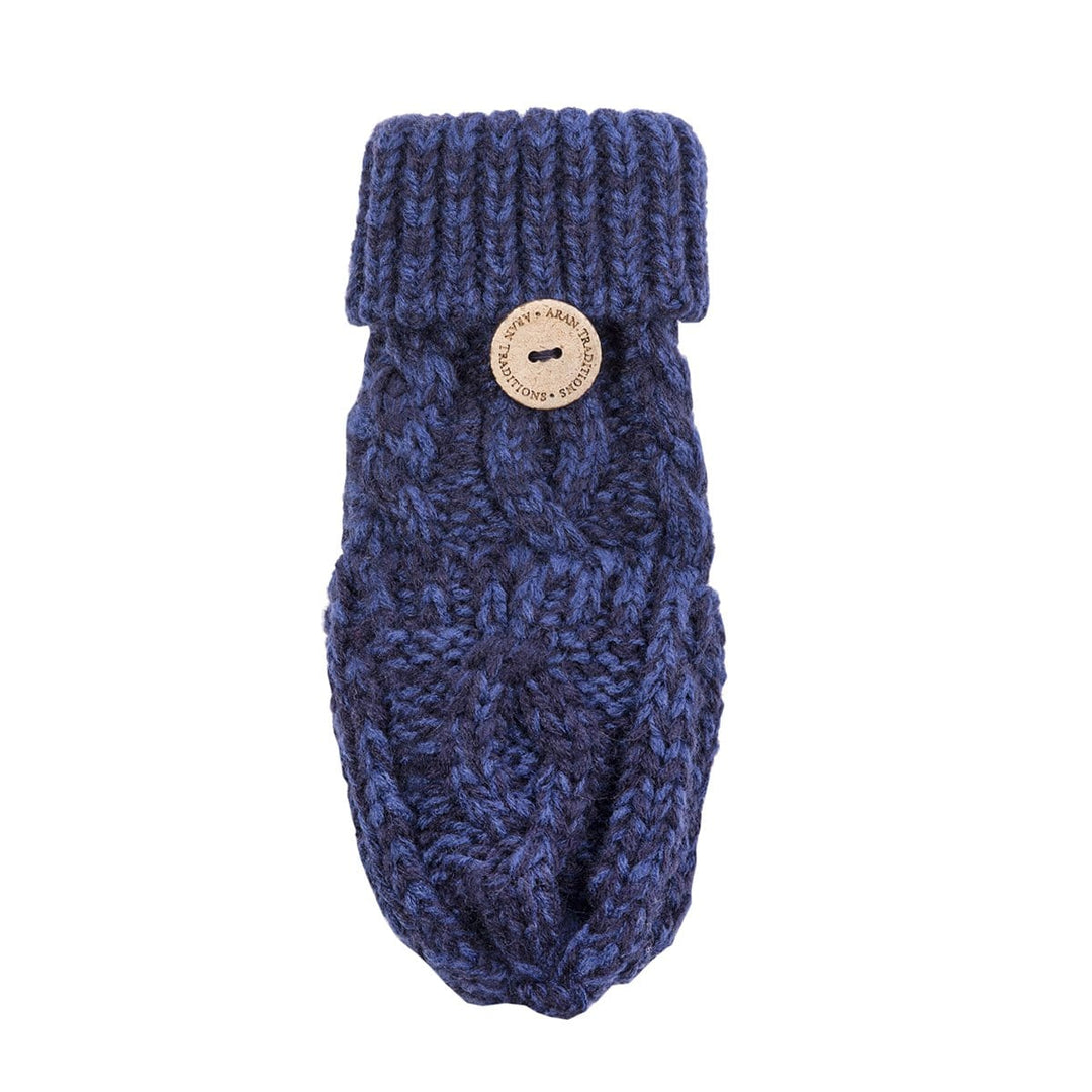 Aran Junior Cable Fold-over Mittens | Chunky Knit Mittens for Kids