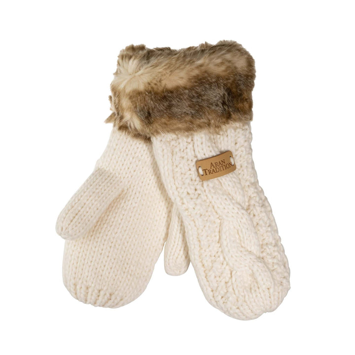 Stay Cozy & Luxurious with Aran Cable Fur Trim Mittens