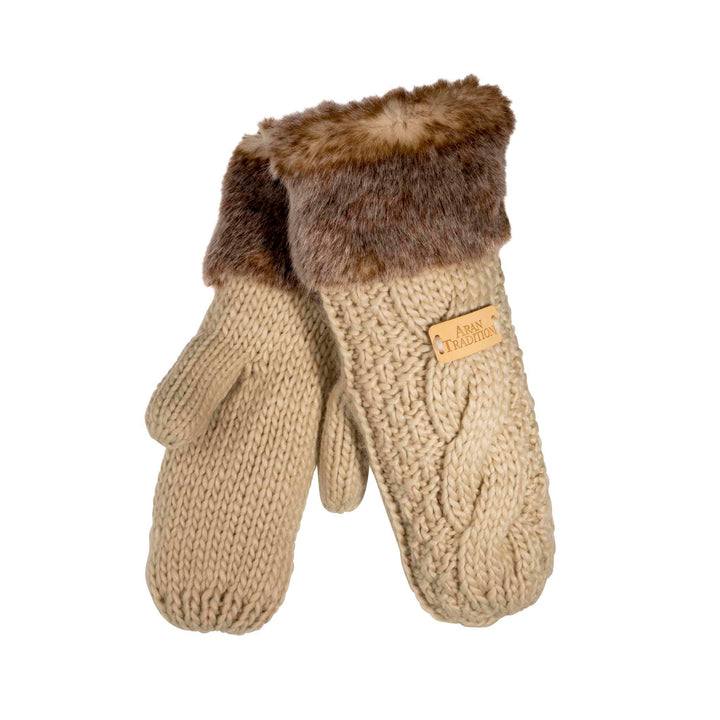 Stay Cozy & Luxurious with Aran Cable Fur Trim Mittens