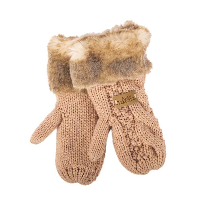 Stay Cozy & Luxurious with Aran Cable Fur Trim Mittens