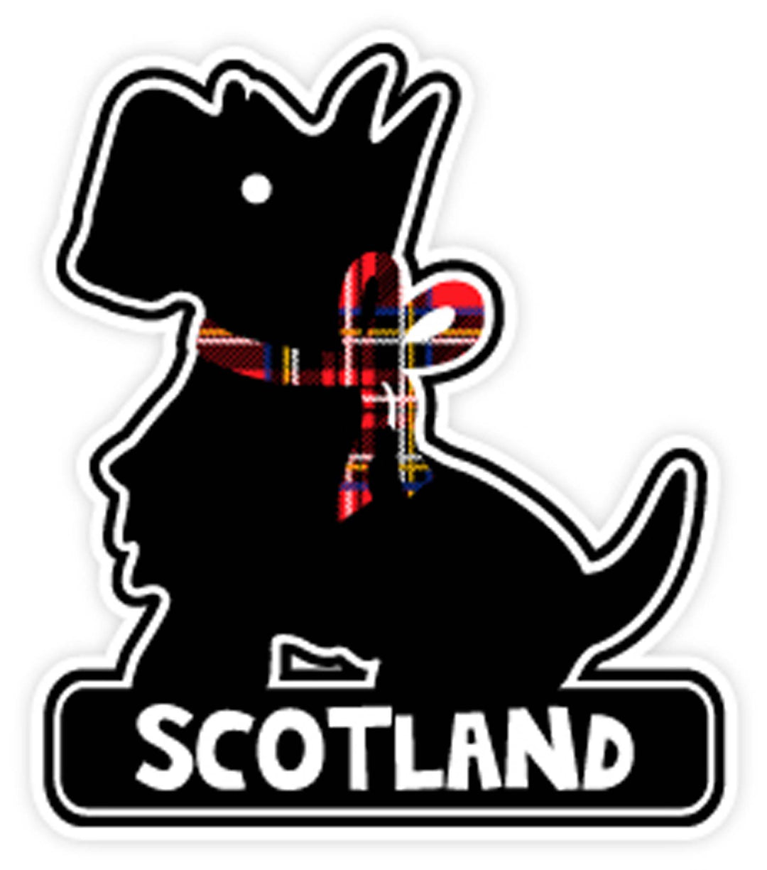 Black Scottie Dog with Tartan Collar Sticker - Indoor and Outdoor Use