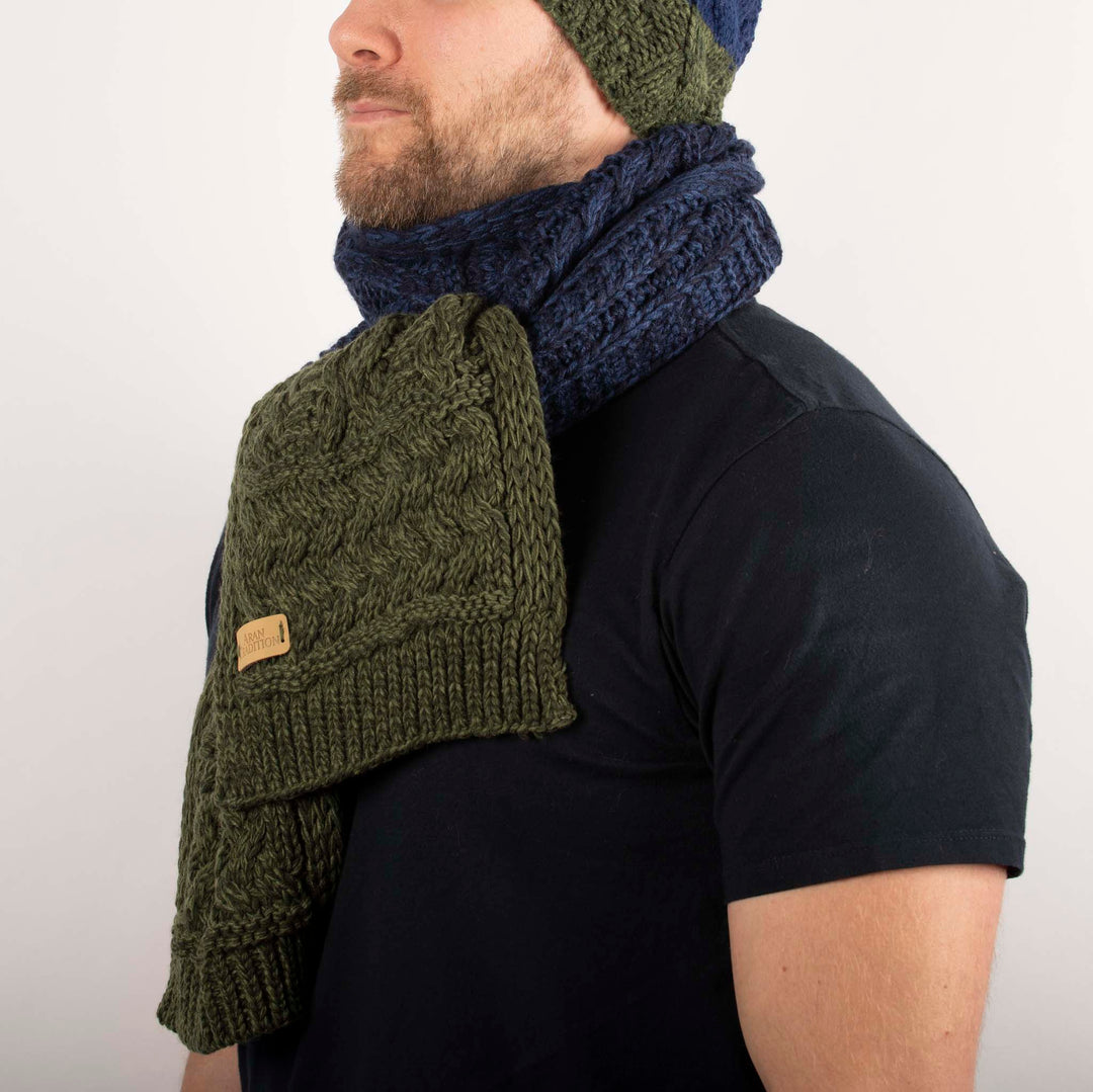 Elevate Your Winter Look with Aran Cable Knit Colour Block Scarf