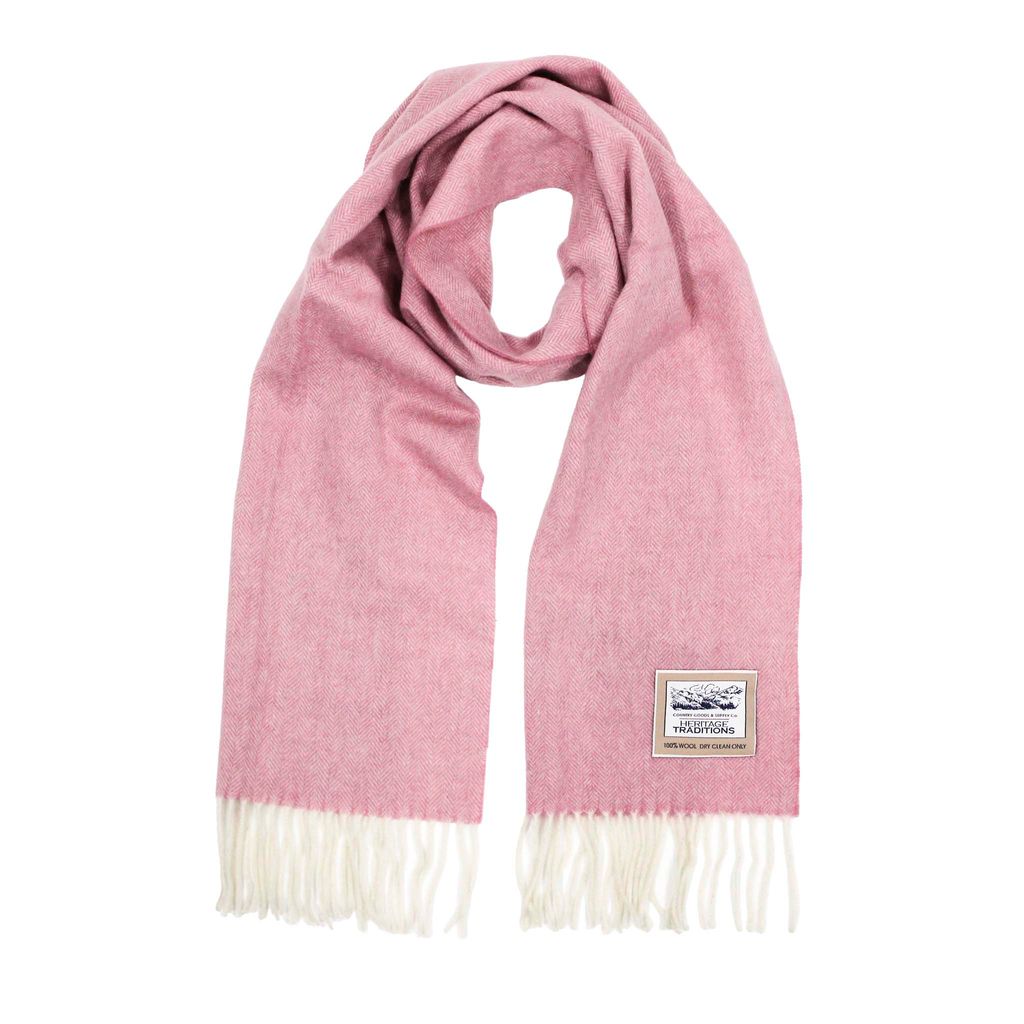 Pure Wool Herringbone Scarf - Rose - 100% Wool