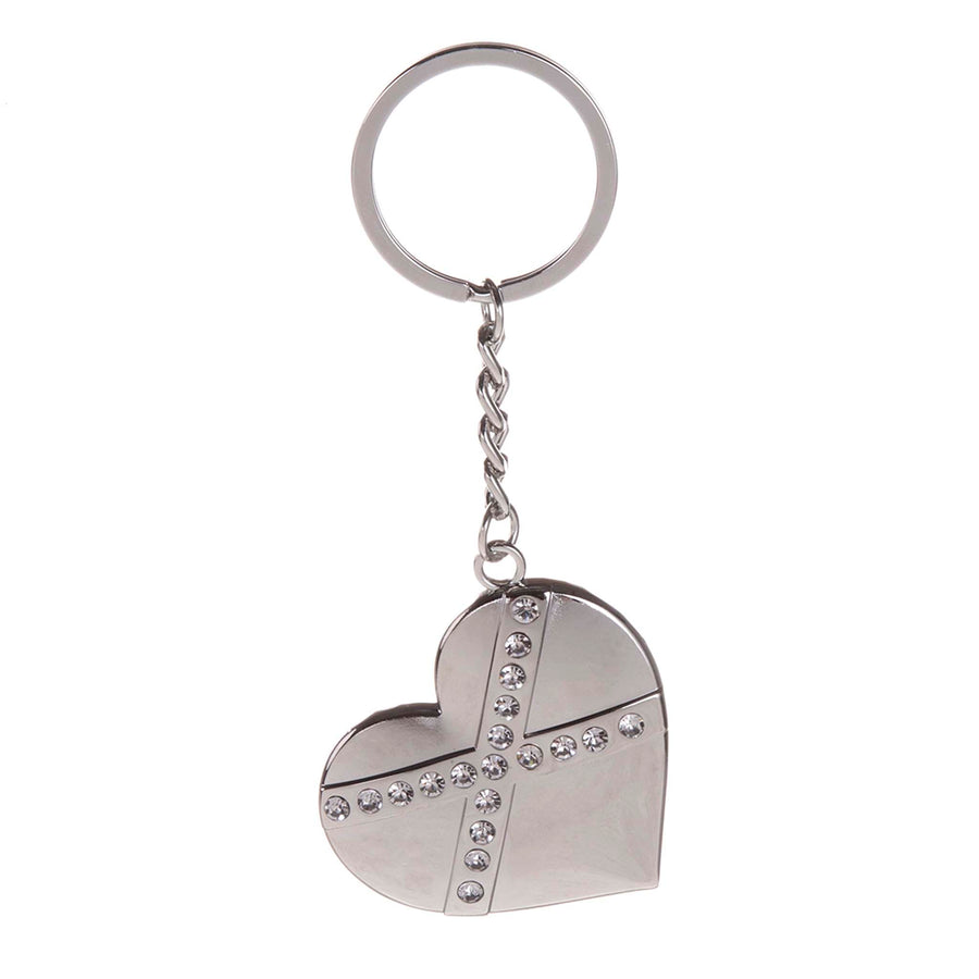 Saltire Diamante Heart Charm Keyring