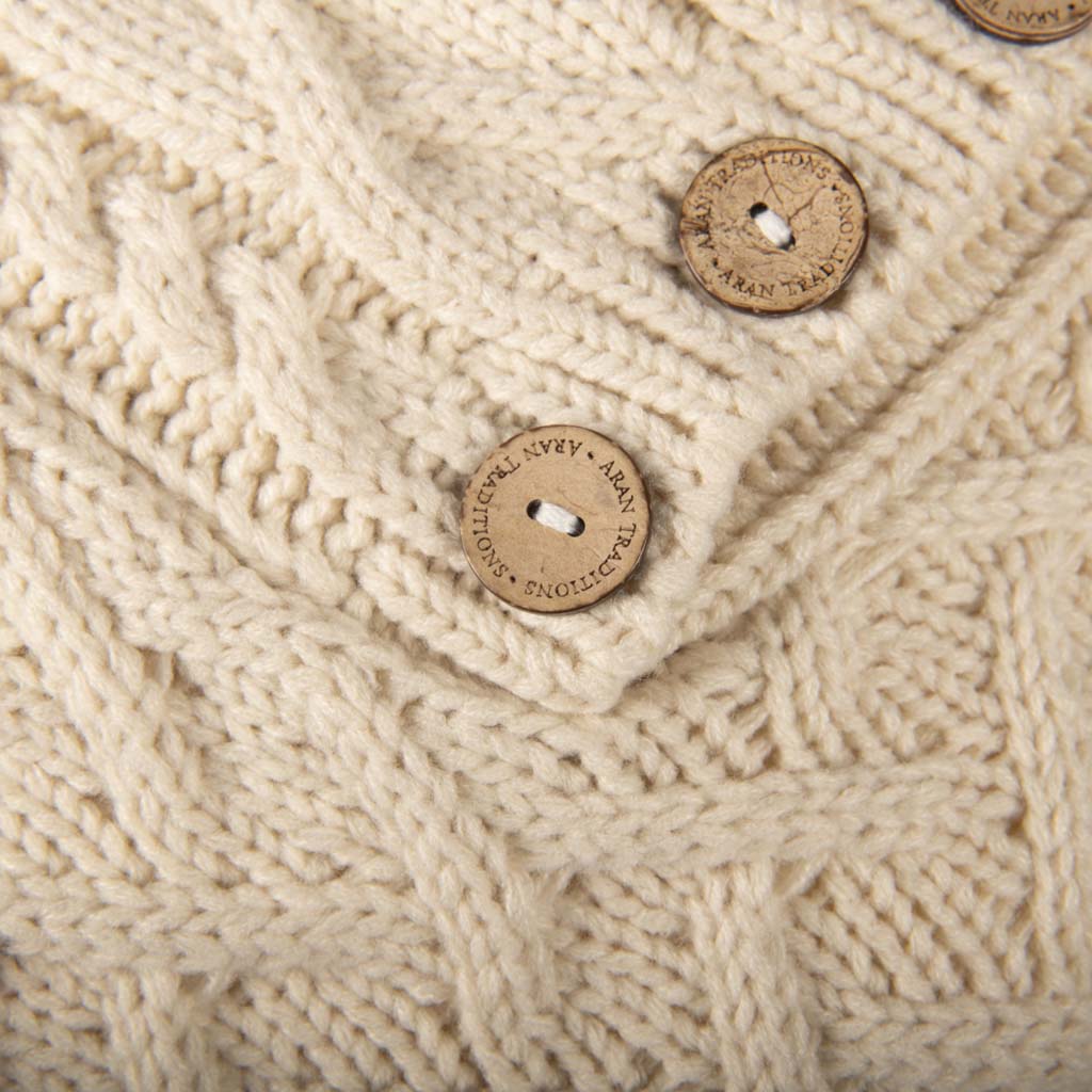 Shop the Aran Cable Knit Button Poncho | Chunky Aran Cable Design