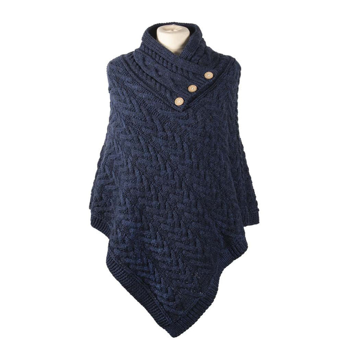 Shop the Aran Cable Knit Button Poncho | Chunky Aran Cable Design