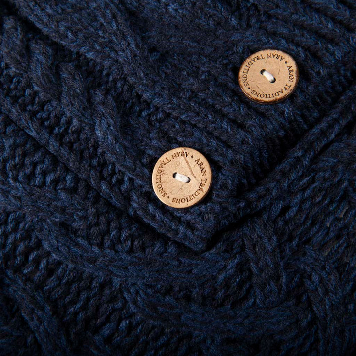 Shop the Aran Cable Knit Button Poncho | Chunky Aran Cable Design