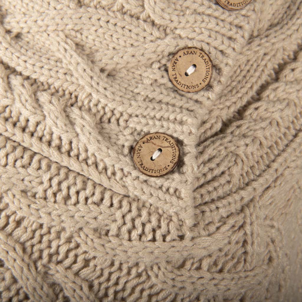 Shop the Aran Cable Knit Button Poncho | Chunky Aran Cable Design