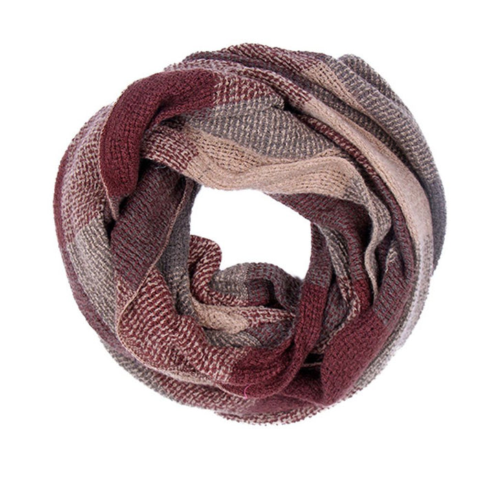 Basket Weave Lightweight Box Check Summer Snood - Brown Olive