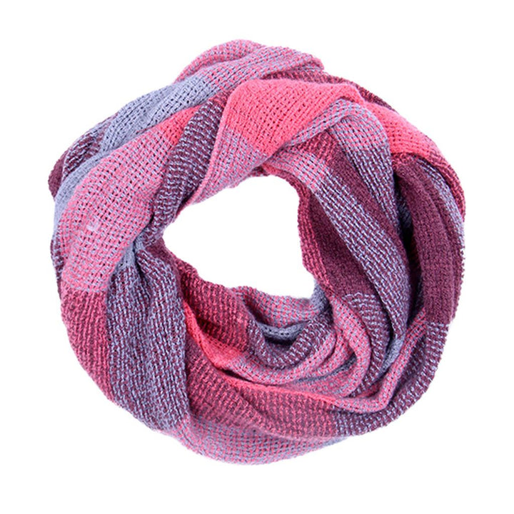 Basket Weave Lightweight Box Check Summer Snood - Pink Grey