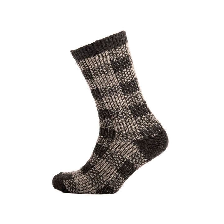 Merino Mix Walking Sock - 2 pack - Red Box Check/Charcoal Marl