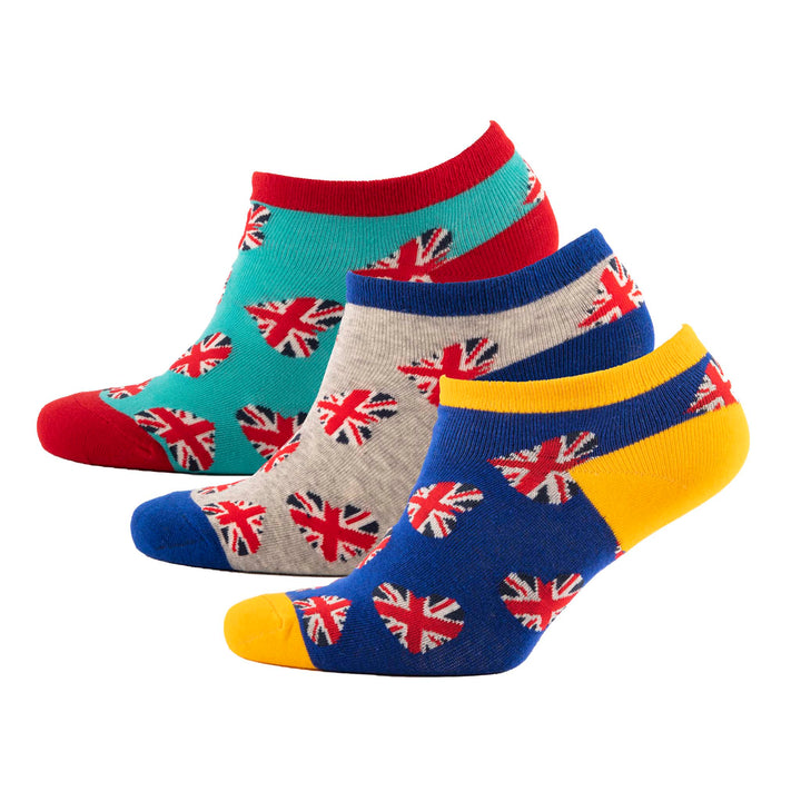 Big City Union Jack Hearts Trainer Socks 3 Pack