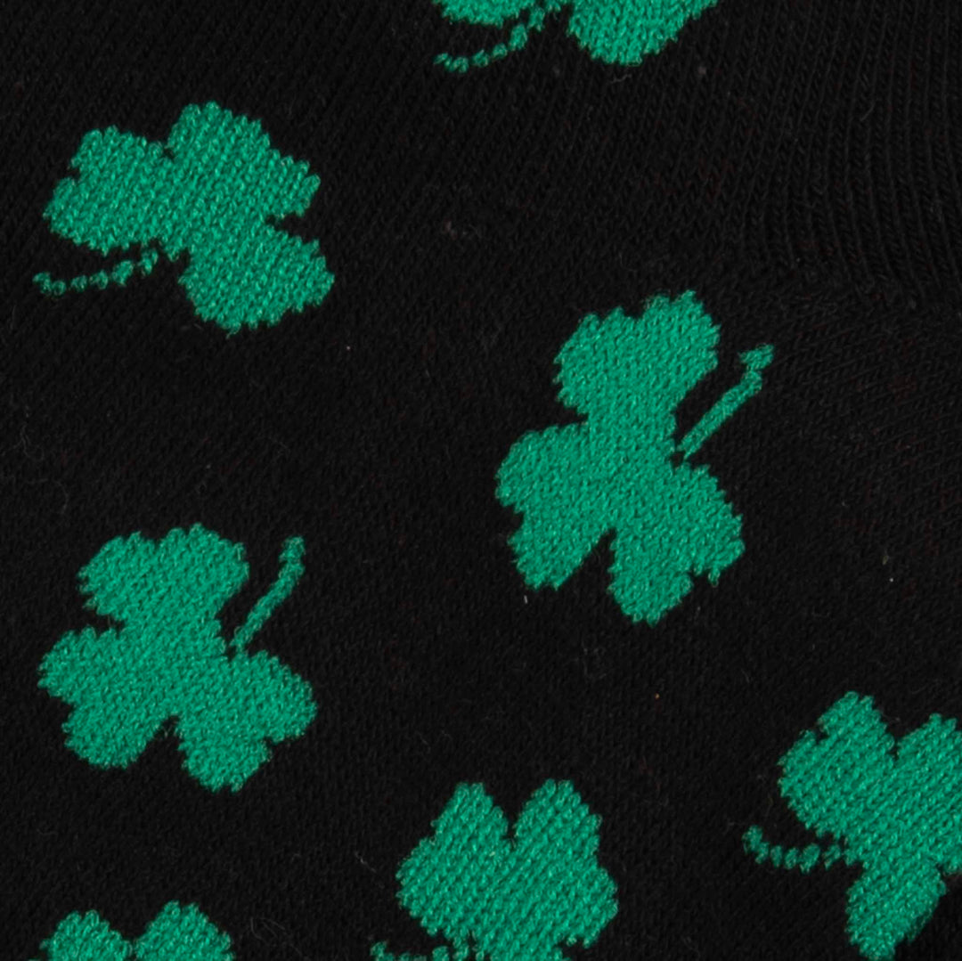 black shamrock socks close up