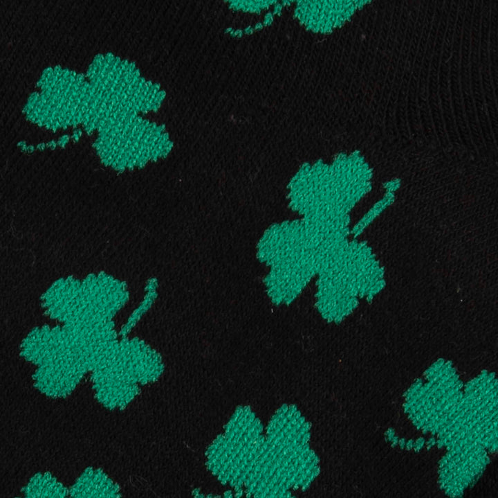 black shamrock socks close up