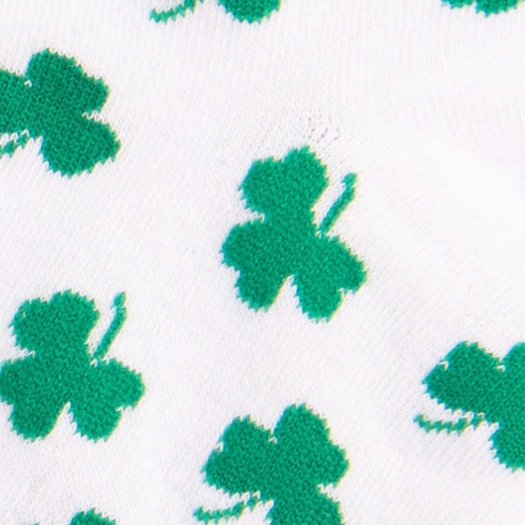 white shamrock socks close up