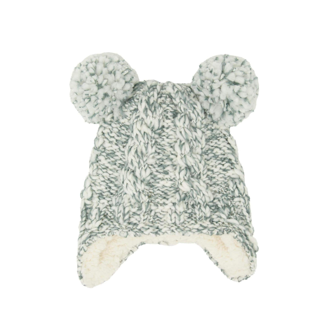 Aran Junior Cable Pom Pom Fleece Lined Hat | Cute 'Mini-Me' Design