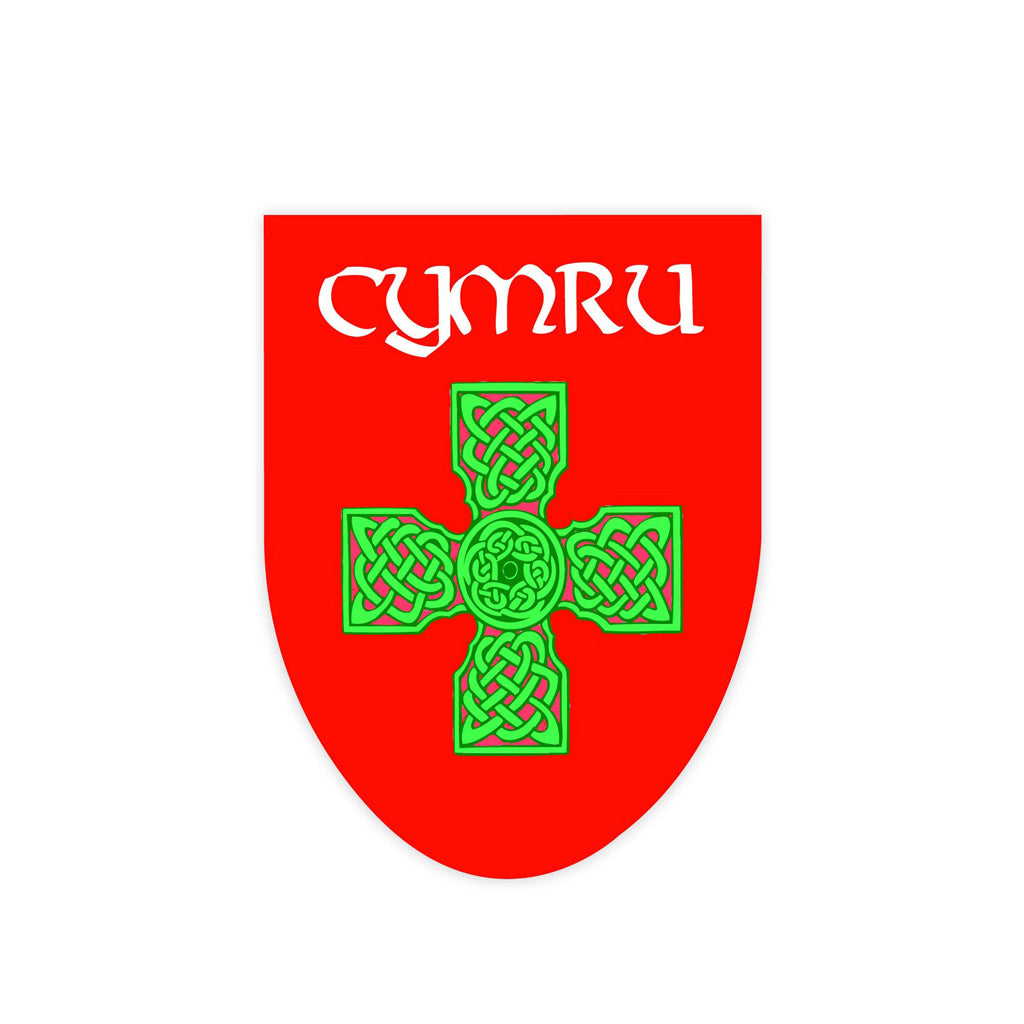 Cymru Red Celtic Cross Shield Sticker